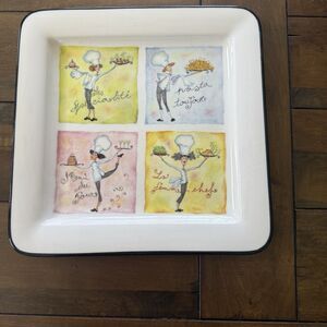 Chef Platter Tray Italian Square Designed By Brunelli Italy  14.5" Diameter